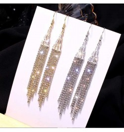 Earrings For Women Crystal Long Tassel Earrings for Women Silver Gold Rhinestone Earrings Dangling For Women Girls Dangle Ear...