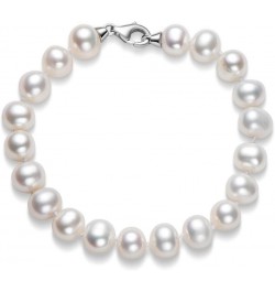 Freshwater Cultured Pearl Bracelet White Pearl All Shape Clasp Strand Bracelets for Women Jewelry Gift Size: 6-7mm/7-8mm/8-9m...