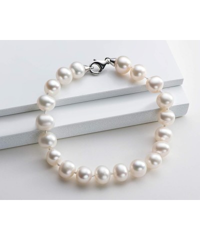 Freshwater Cultured Pearl Bracelet White Pearl All Shape Clasp Strand Bracelets for Women Jewelry Gift Size: 6-7mm/7-8mm/8-9m...