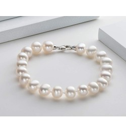 Freshwater Cultured Pearl Bracelet White Pearl All Shape Clasp Strand Bracelets for Women Jewelry Gift Size: 6-7mm/7-8mm/8-9m...