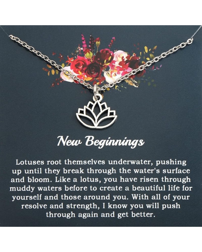 PLITI Lotus Necklace For Yoga Lovers New Beginnings Gift Lotus Inspirational Gift Lotus Flower Jewelry Yoga Karma Gift lotus ...