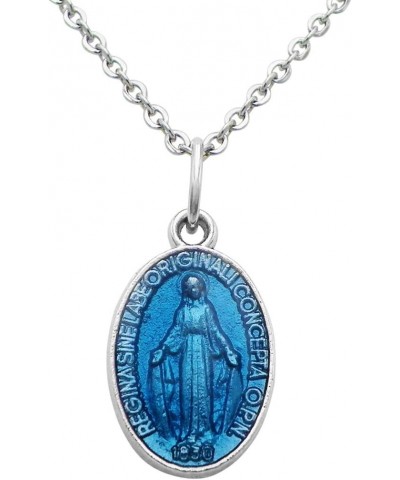 Women's Something Blue For The Bride Blessed Mary Miraculous Enamel Medal Religious Christian Pendant Necklace, 18 $11.07 Nec...