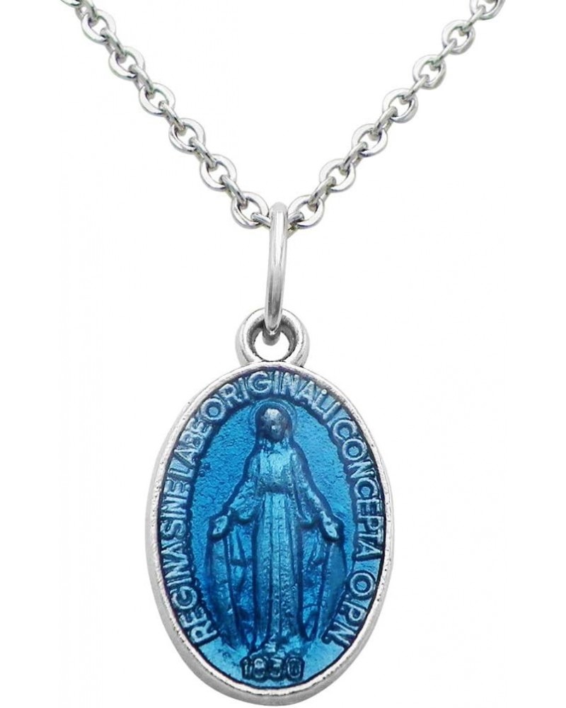 Women's Something Blue For The Bride Blessed Mary Miraculous Enamel Medal Religious Christian Pendant Necklace, 18 $11.07 Nec...