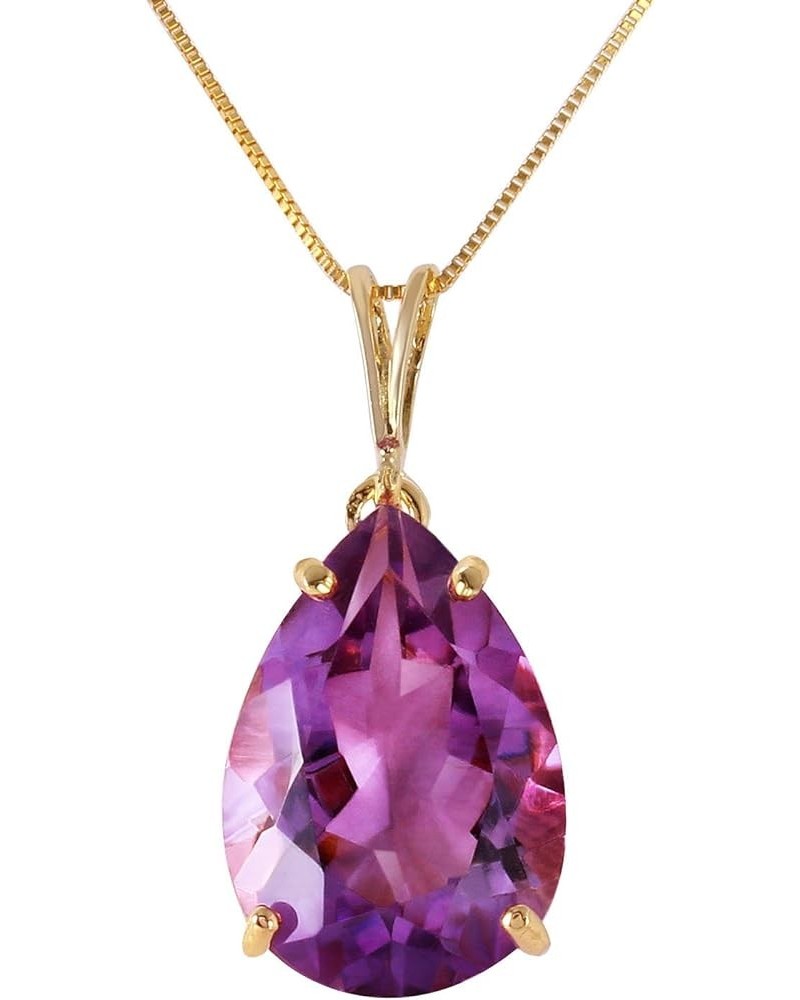 5 Carat 14k Solid Gold Necklace with Natural Amethyst Pendant 14.0 Inches $200.20 Necklaces