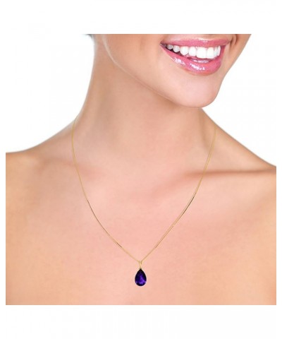 5 Carat 14k Solid Gold Necklace with Natural Amethyst Pendant 14.0 Inches $200.20 Necklaces