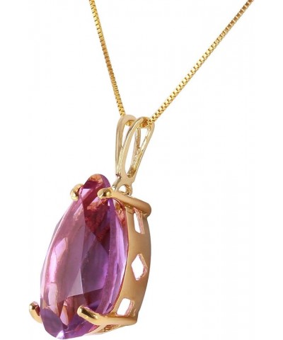 5 Carat 14k Solid Gold Necklace with Natural Amethyst Pendant 14.0 Inches $200.20 Necklaces