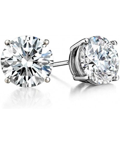 Solid 925 Sterling Silver Cubic Zirconia CZ Solitaire Stud Earrings (Round & Princess) 8 Millimeters Round Cut $11.32 Earrings