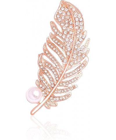 Rhinestone Feather Brooch Pin for Women Men Fashion Crystal Delicate Leaf Brooch Lapel Pins Elegant Dress Accessories Jewelry...