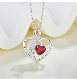 Butterfly Necklace 925 Sterling Silver Love Heart Pendant with Birthstone, Jewelry Gift for Woman Mother Mom Wife Her Girlfri...