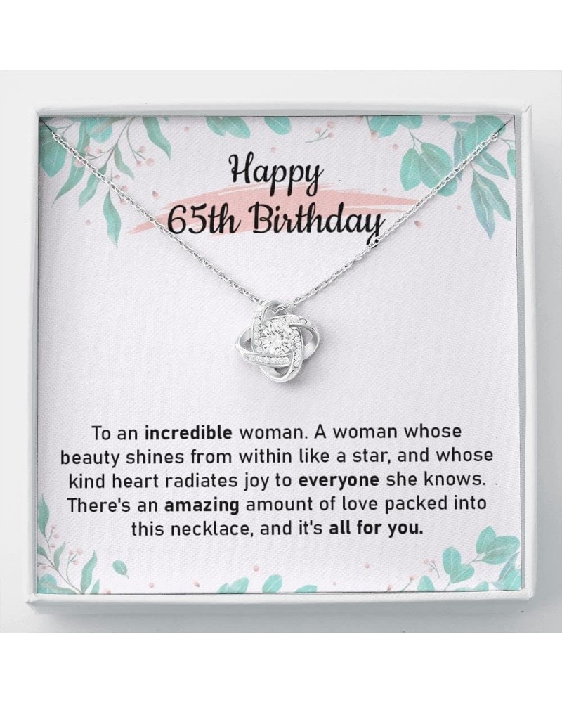 Happy 65th Birthday Jewelry For Women, Love Knot Pendant Necklace Happy Sixty Fifth Birthday Necklace With Meaningful Message...