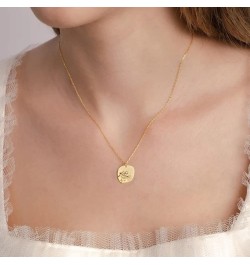 Oval Coin Pendant Necklace 12 Month Birth Flower Disc Necklace 14K Gold Plated Dainty Personalized Gift 2--Feb (Violet) $8.99...