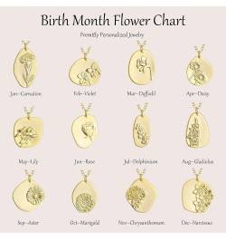 Oval Coin Pendant Necklace 12 Month Birth Flower Disc Necklace 14K Gold Plated Dainty Personalized Gift 2--Feb (Violet) $8.99...