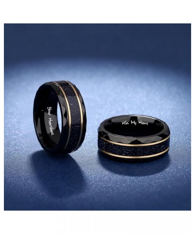 Blue Sandstone Women's Ring - Customizable Engraving, Multiple Stone Shape Options, Black Ring for Women men's $28.99 Rings