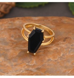 Handmade Black Onyx Coffin Ring, 925 Sterling Silver Ring For Women Men Gemstone Ring, Engagement Ring | Statement Ring | Gif...