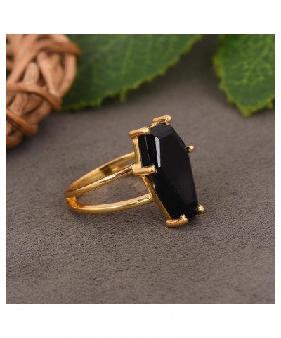 Handmade Black Onyx Coffin Ring, 925 Sterling Silver Ring For Women Men Gemstone Ring, Engagement Ring | Statement Ring | Gif...