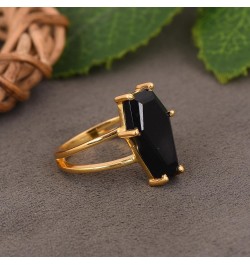 Handmade Black Onyx Coffin Ring, 925 Sterling Silver Ring For Women Men Gemstone Ring, Engagement Ring | Statement Ring | Gif...