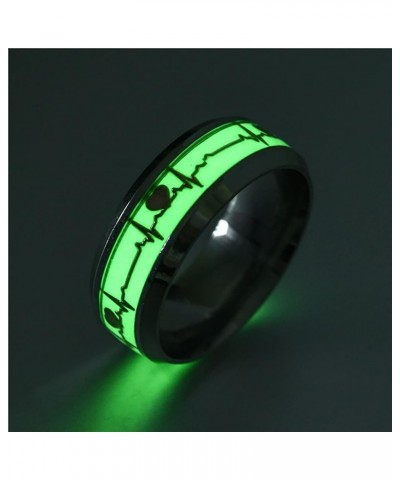 Dark Luminous ECG Ring Titanium Stainless Steel Ring Promise Glowing Heartbeat Rings Fantastic Glowing Jewelry for Men Women ...