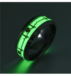 Dark Luminous ECG Ring Titanium Stainless Steel Ring Promise Glowing Heartbeat Rings Fantastic Glowing Jewelry for Men Women ...