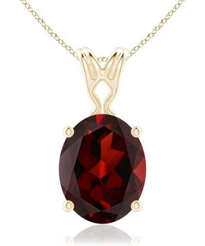 Natural Garnet Solitaire Pendant Necklace for Women, Girls in 14K Solid Gold/Platinum | January Birthstone | Jewelry Gift for...