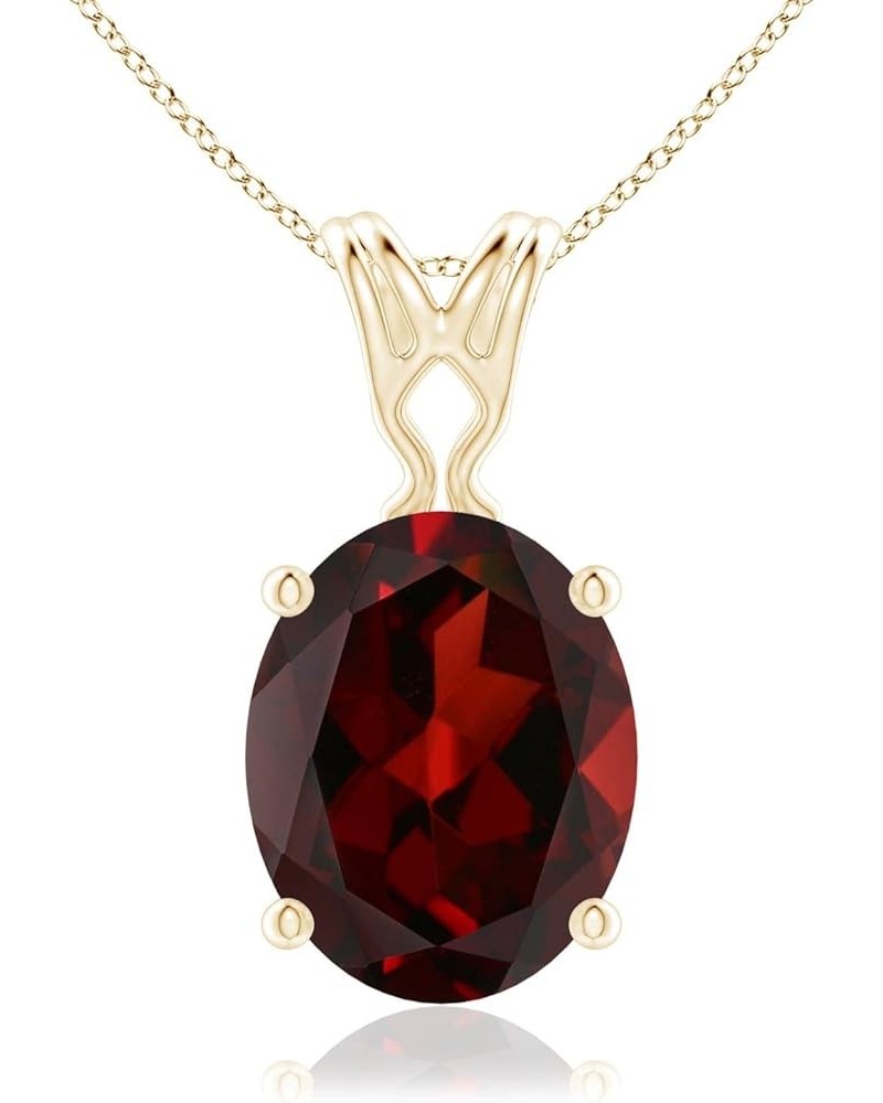 Natural Garnet Solitaire Pendant Necklace for Women, Girls in 14K Solid Gold/Platinum | January Birthstone | Jewelry Gift for...