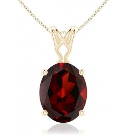 Natural Garnet Solitaire Pendant Necklace for Women, Girls in 14K Solid Gold/Platinum | January Birthstone | Jewelry Gift for...