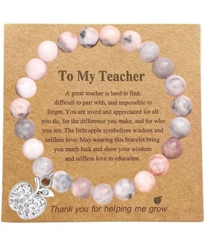 Teacher Appreciation Gifts,Natural Stone Teacher Bracelet Gifts for women,8MM 6MM Beads Thank You Gifts for Teacher Meaningfu...