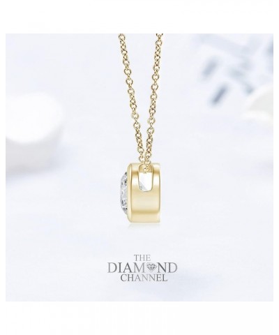 Certified NATURAL Diamond 14 Karat Solid Gold Bezel Set Diamond Necklace, Diamond Necklace for Women, 14 Karat Solid Gold Dia...