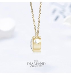 Certified NATURAL Diamond 14 Karat Solid Gold Bezel Set Diamond Necklace, Diamond Necklace for Women, 14 Karat Solid Gold Dia...