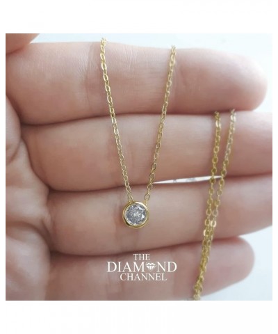 Certified NATURAL Diamond 14 Karat Solid Gold Bezel Set Diamond Necklace, Diamond Necklace for Women, 14 Karat Solid Gold Dia...