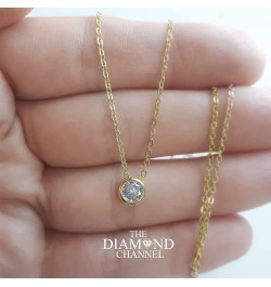 Certified NATURAL Diamond 14 Karat Solid Gold Bezel Set Diamond Necklace, Diamond Necklace for Women, 14 Karat Solid Gold Dia...