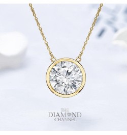 Certified NATURAL Diamond 14 Karat Solid Gold Bezel Set Diamond Necklace, Diamond Necklace for Women, 14 Karat Solid Gold Dia...