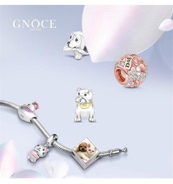 Handsome Bulldog Bead Charms Sterling Silver Human's Loyal Friend Bulldog Dangle Charms fit for Bracelet/Necklace Women Men B...