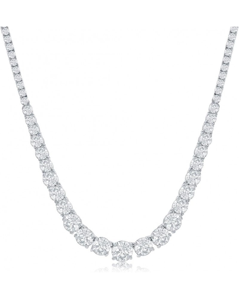 Tennis Necklaces for Women – Luxurious Cubic Zirconia Necklace – Graduated Tennis Necklace with Round CZ Stones – Elegant and...