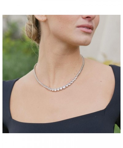 Tennis Necklaces for Women – Luxurious Cubic Zirconia Necklace – Graduated Tennis Necklace with Round CZ Stones – Elegant and...