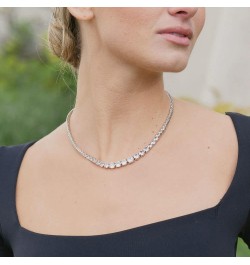 Tennis Necklaces for Women – Luxurious Cubic Zirconia Necklace – Graduated Tennis Necklace with Round CZ Stones – Elegant and...