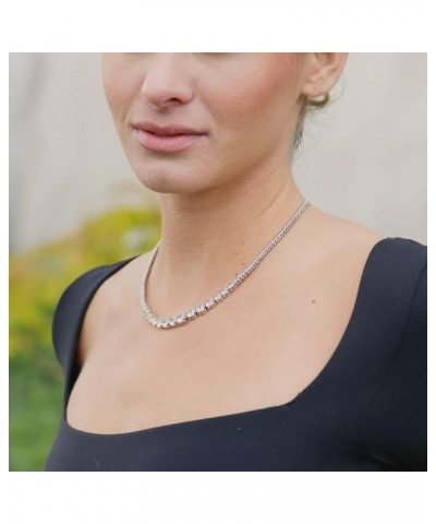 Tennis Necklaces for Women – Luxurious Cubic Zirconia Necklace – Graduated Tennis Necklace with Round CZ Stones – Elegant and...