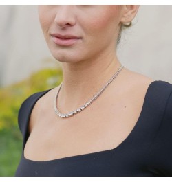 Tennis Necklaces for Women – Luxurious Cubic Zirconia Necklace – Graduated Tennis Necklace with Round CZ Stones – Elegant and...