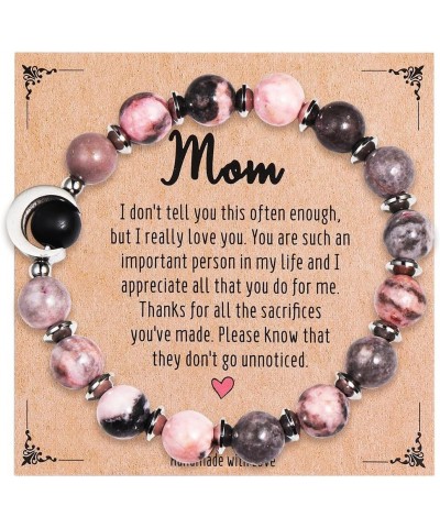 Mothers Day Gifts Natural Stone Mom Bracelet For Women,Handmade Moon Charm Bracelet Meaningful Gifts for Mom on Birthday Vale...