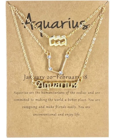 Constellation Necklace Multi-Layer 12 Zodiac Astrology Zircon Pendant Necklace for Women Message Card Jewelry Aquarius $10.23...