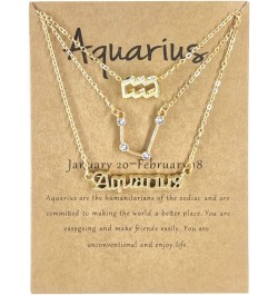 Constellation Necklace Multi-Layer 12 Zodiac Astrology Zircon Pendant Necklace for Women Message Card Jewelry Aquarius $10.23...