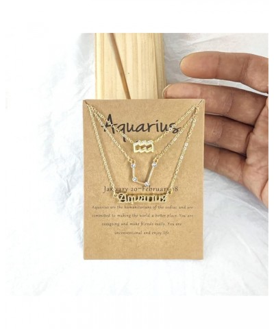 Constellation Necklace Multi-Layer 12 Zodiac Astrology Zircon Pendant Necklace for Women Message Card Jewelry Aquarius $10.23...