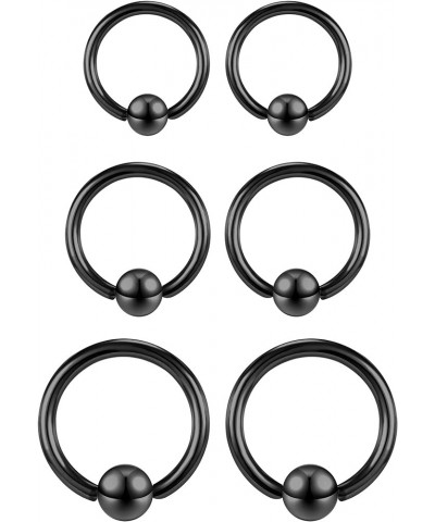 Captive Bead Rings Spring Action BCR Ball Rings, 00G 0G 2G 8G 12G 16G PA Ring, Surgical Steel Pierced Body Jewelry for Men Wo...