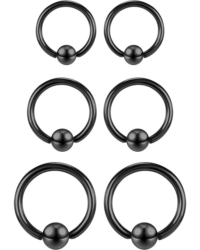 Captive Bead Rings Spring Action BCR Ball Rings, 00G 0G 2G 8G 12G 16G PA Ring, Surgical Steel Pierced Body Jewelry for Men Wo...