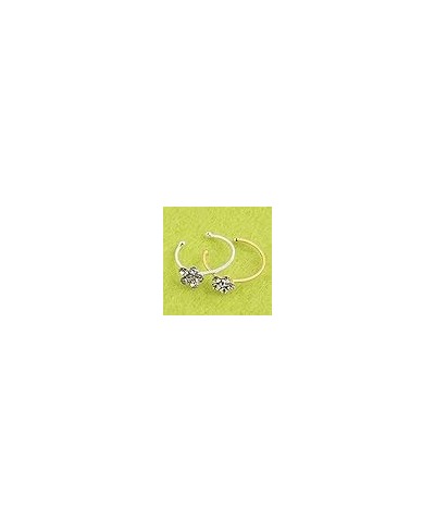 Silver Gold Thin Diamond Flower Clear Crystal Nose Ring Stud Hoop-Sparkly Crystal Nose Ring (2 pcs) $10.55 Body Jewelry