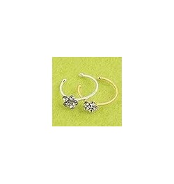 Silver Gold Thin Diamond Flower Clear Crystal Nose Ring Stud Hoop-Sparkly Crystal Nose Ring (2 pcs) $10.55 Body Jewelry