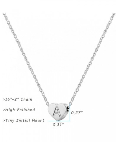 Tiny Initial Heart Necklaces - 14K Gold Filled Letter Heart Necklace, Gift for Women Girls A-Silver $8.50 Necklaces