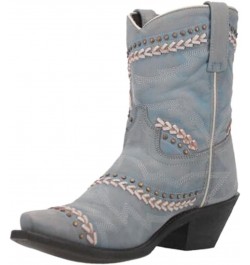 Off White Fancy 8 inch Snip Toe Women's Western Boots 52400 Sky Blue/Studs $48.84 Shoes