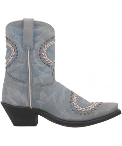 Off White Fancy 8 inch Snip Toe Women's Western Boots 52400 Sky Blue/Studs $48.84 Shoes