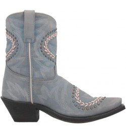 Off White Fancy 8 inch Snip Toe Women's Western Boots 52400 Sky Blue/Studs $48.84 Shoes