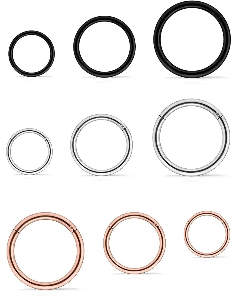 Nose Rings Hoops 316l Surgical Steel Hinged Segment Nose Rings Hoop 18G 16G 14G Septum Ring Hoop Lip Ring Cartilage Tragus He...